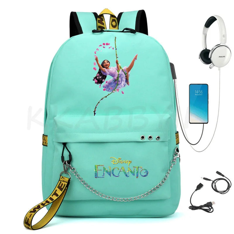 Encanto Usb Backpack School Bag Laptop Rucksack