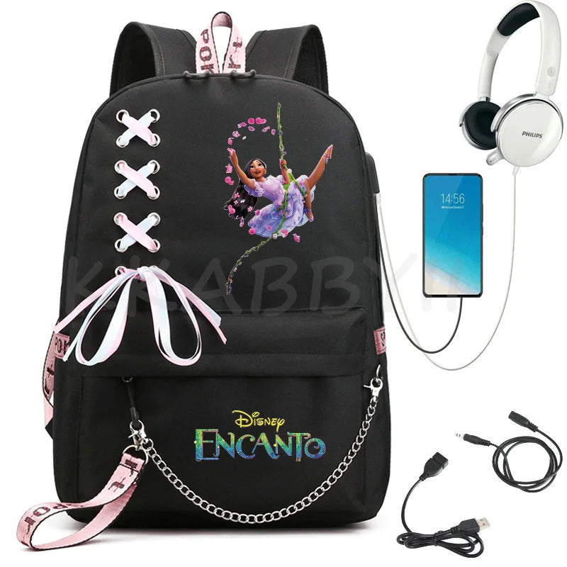 Encanto Usb Backpack School Bag Laptop Rucksack