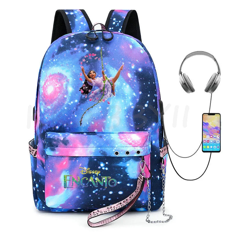 Encanto Usb Backpack School Bag Laptop Rucksack