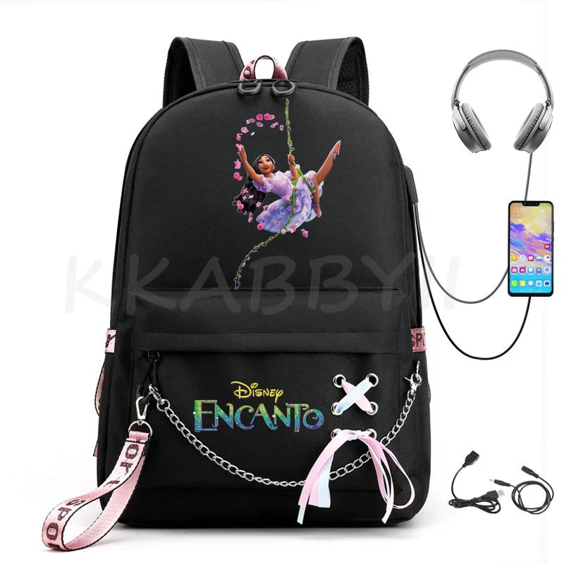 Encanto Usb Backpack School Bag Laptop Rucksack