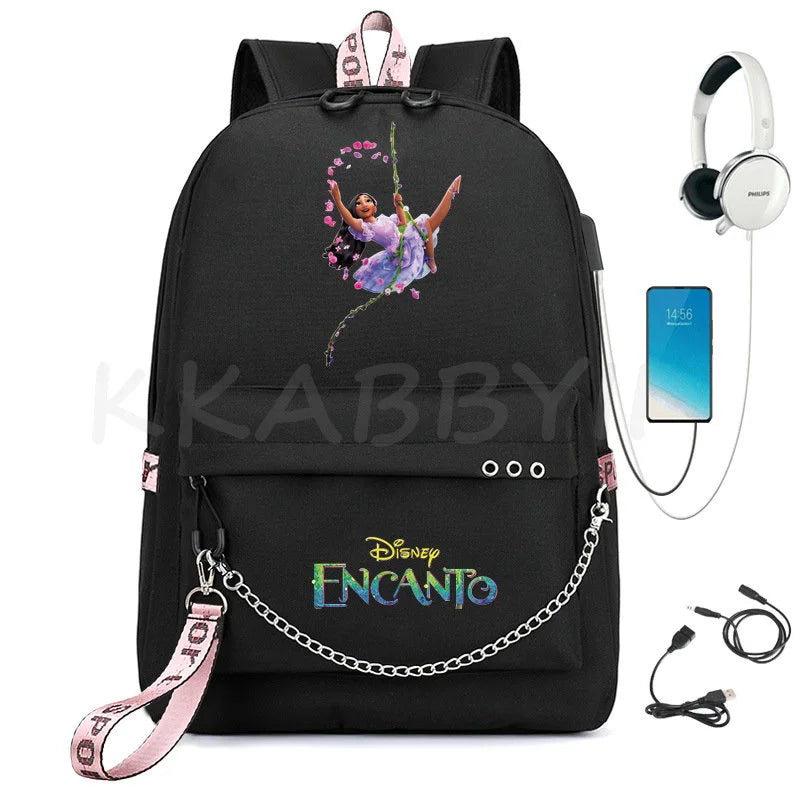 Encanto Usb Backpack School Bag Laptop Rucksack