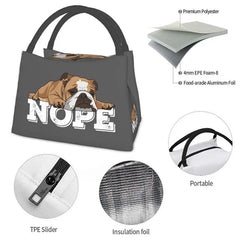 English Bulldog Nope Lunch Boxes for British Pet Dog Lover
