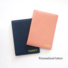 Engrave Letters Leather Passport Cover Name Soft Cowhide Travel Passport Holder