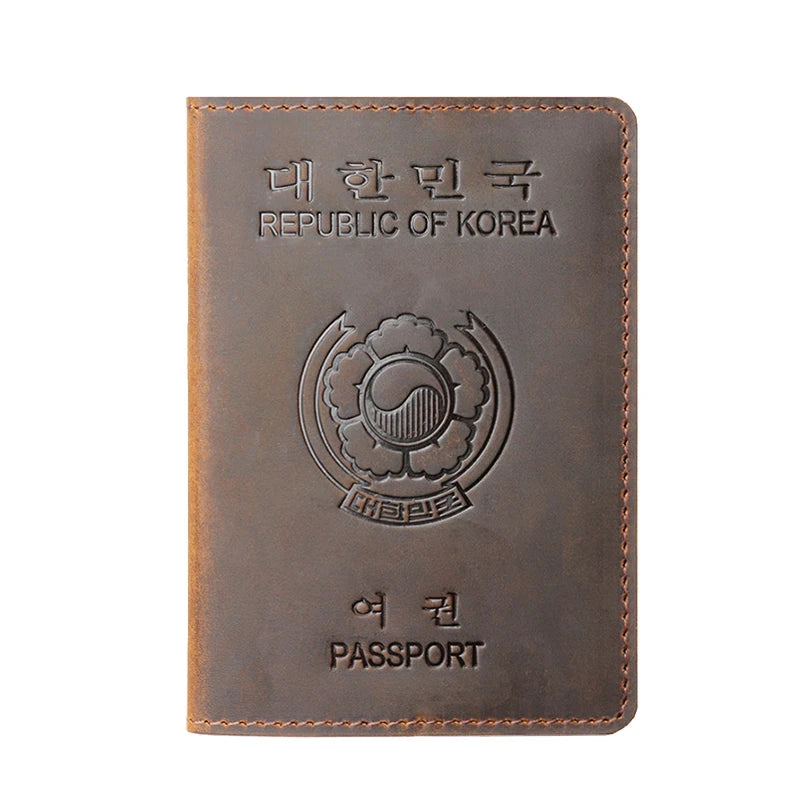 Personalized Korea Passport Holder Engraved Leather Republic of Korea Cover