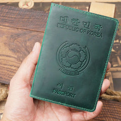Personalized Korea Passport Holder Engraved Leather Republic of Korea Cover