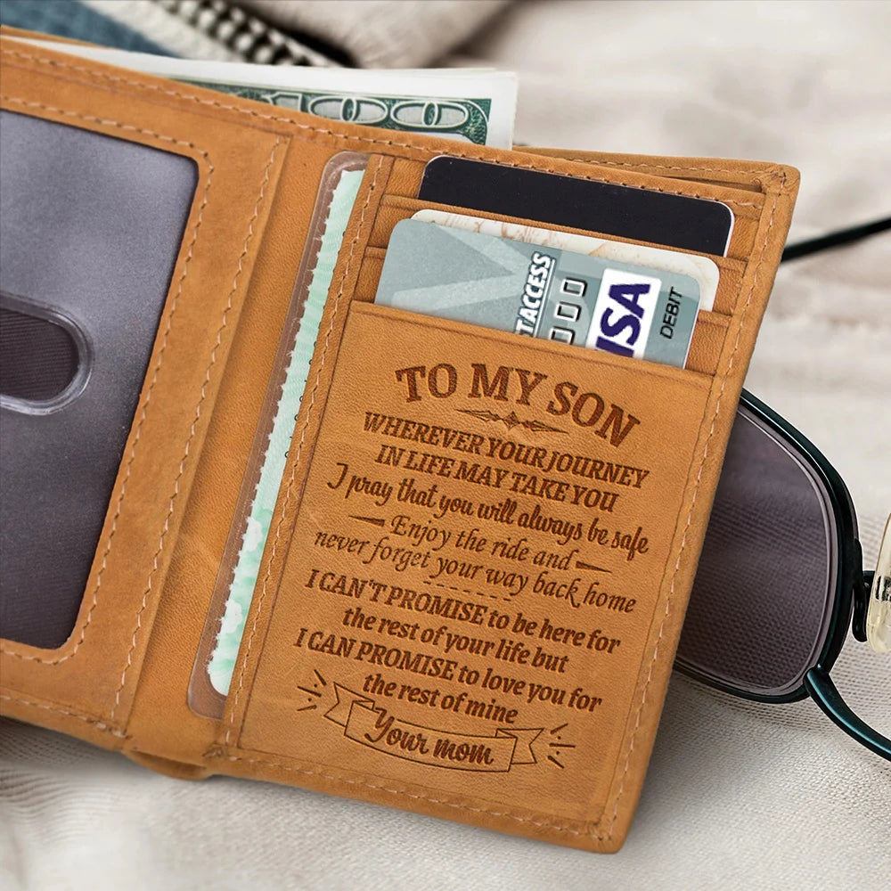 Engraved Trifold Leather Wallet for Son/Husband