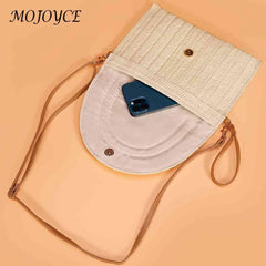 Vintage Straw Woven Envelope Bag Wallet Casual Portable Soft Solid