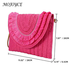 Vintage Straw Woven Envelope Bag Wallet Casual Portable Soft Solid