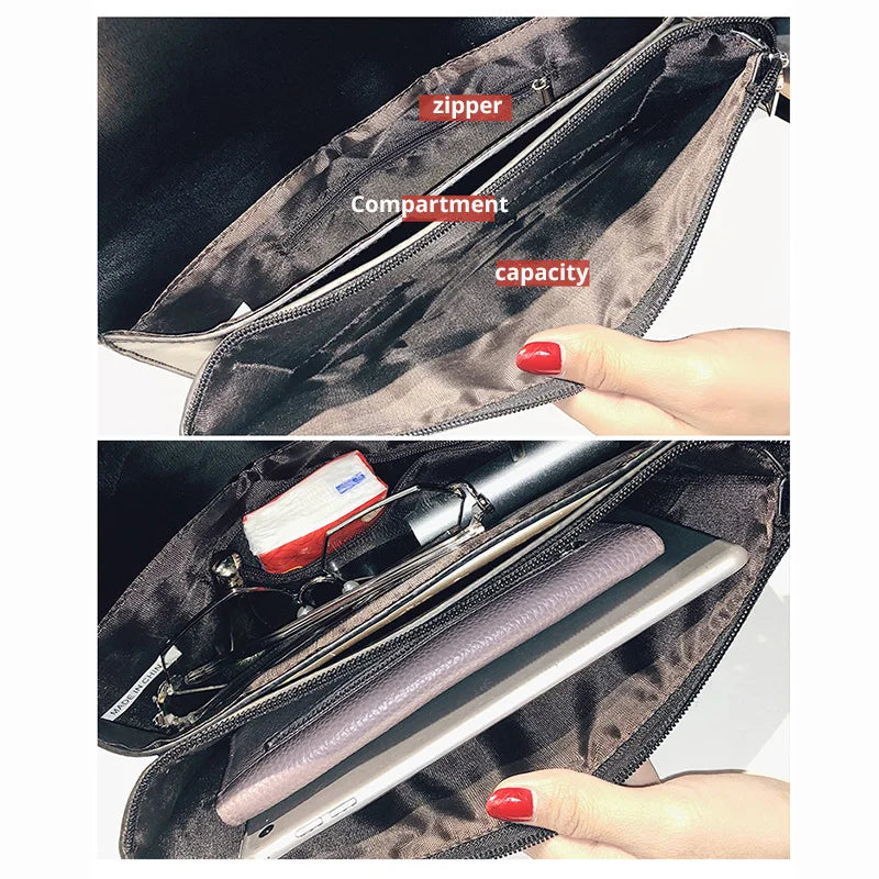 Leather Envelope Clutch Bag for Women Evening Party Shoulder Purse