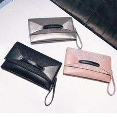 Leather Envelope Clutch Bag for Women Evening Party Shoulder Purse