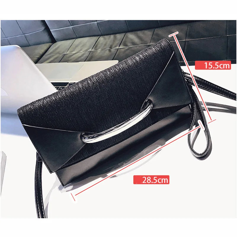 Leather Envelope Clutch Bag for Women Evening Party Shoulder Purse