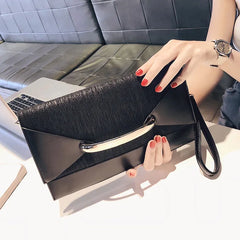 Leather Envelope Clutch Bag for Women Evening Party Shoulder Purse