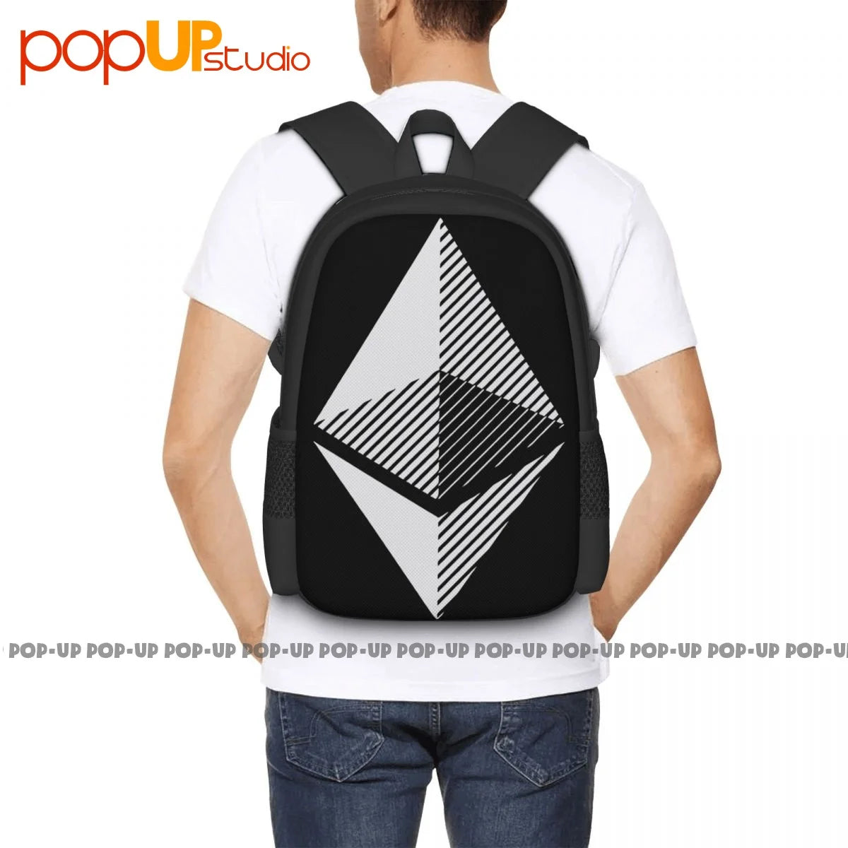 Ethereum Cryptocurreny Bitcoin Geek Basic Vintage Print Backpack