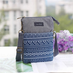 Ethnic Style Large Screen Women Mobile Phone Bag Canvas Multi-layer