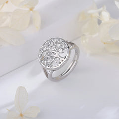 925 Silver Tree of Life Adjustable Ring Men Women Tree of Life Silver Ring