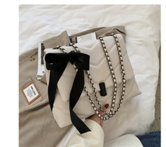 Bow Knot Tote Bag Women's Shoulder - Autumn Winter European and American Style
