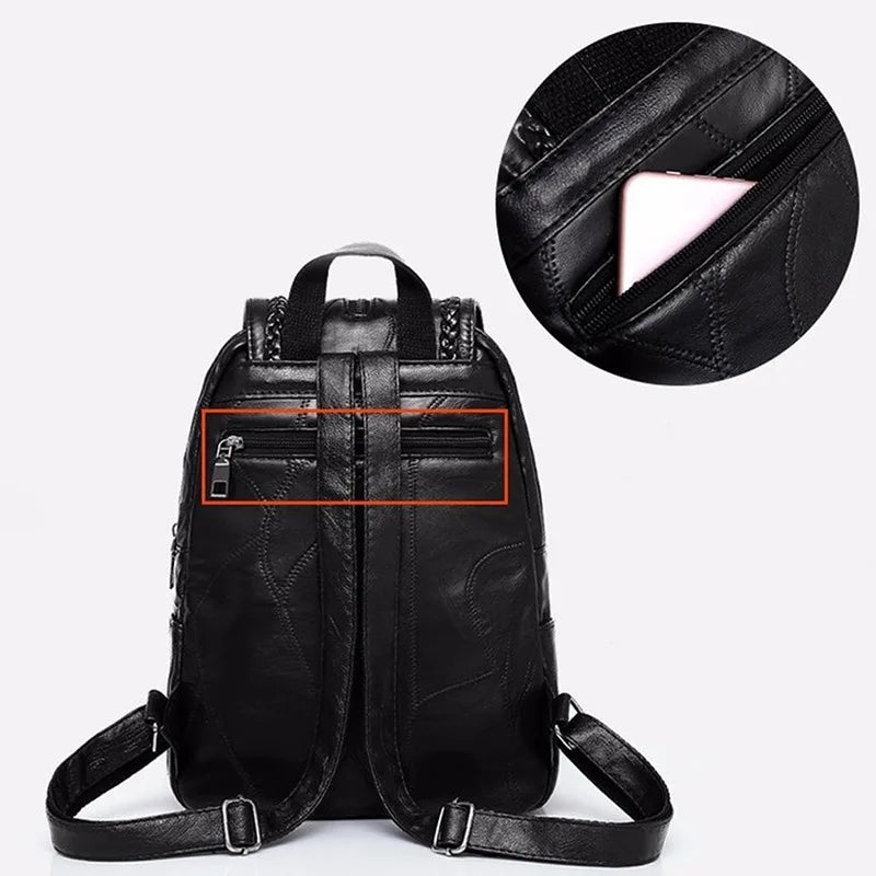 European American Fringed Solid Backpack Women Travel Bag