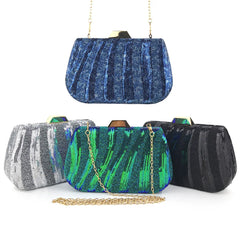 Green Silver Sequined Beading Evening Bag Mini Flap Shell Shoulder Bag