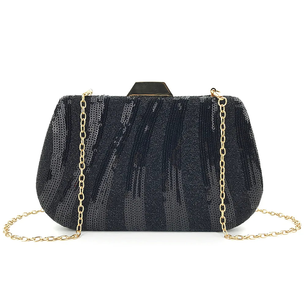 Green Silver Sequined Beading Evening Bag Mini Flap Shell Shoulder Bag
