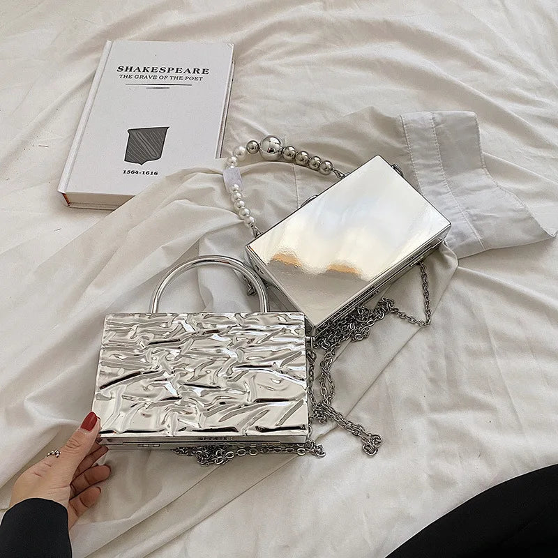 European Brands Hard Box Bag Chain Lady Tote Ins Women Ice Crack