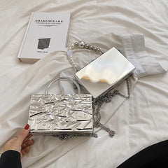 European Brands Hard Box Bag Chain Lady Tote Ins Women Ice Crack
