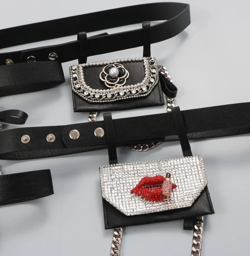European Mini Waist Packs For Women PU Leather Waist Belt