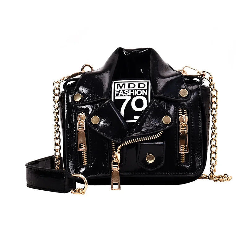 Motorcycle Bags Jacket Shape Shoulder Messenger Bag PU Leather Handbag