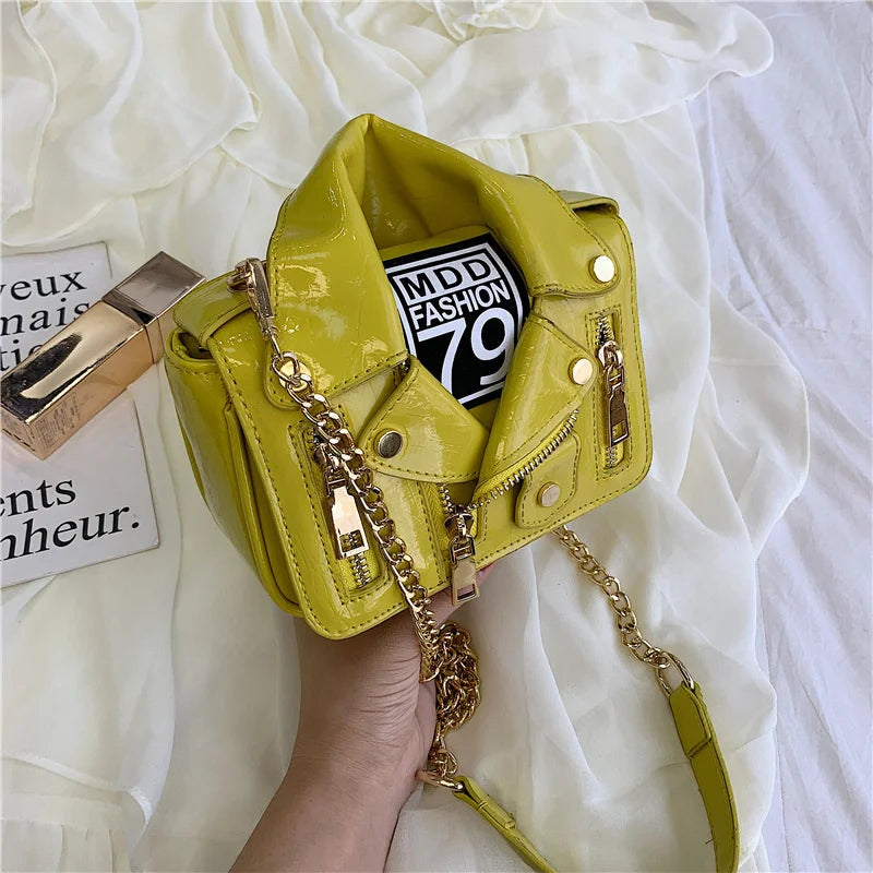 Motorcycle Bags Jacket Shape Shoulder Messenger Bag PU Leather Handbag