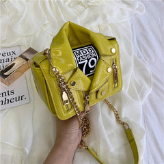 Motorcycle Bags Jacket Shape Shoulder Messenger Bag PU Leather Handbag