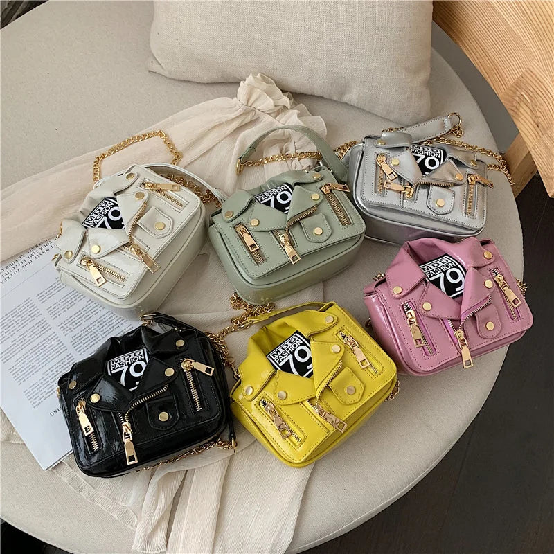 Motorcycle Bags Jacket Shape Shoulder Messenger Bag PU Leather Handbag