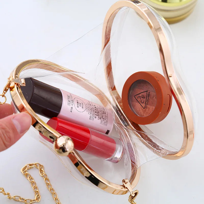 European Acrylic Women Handbag Heart Shape Crossbody Shoulder Bag