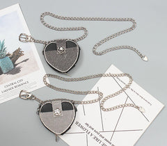 Mini Heart Waist Pack Rhinestone Chain Bag Lipstick Fanny Pack