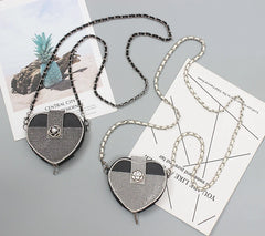 Mini Heart Waist Pack Rhinestone Chain Bag Lipstick Fanny Pack