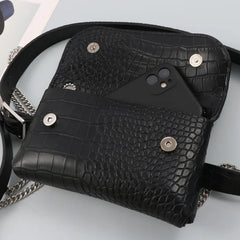 Mini Phone Waist Pack Women Chain Decorated Fanny Pack PU Leather Belt