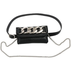 Mini Phone Waist Pack Women Chain Decorated Fanny Pack PU Leather Belt