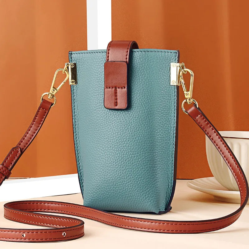 Cowhide Phone Bag Mini Flap Lipstick Pack Handbag