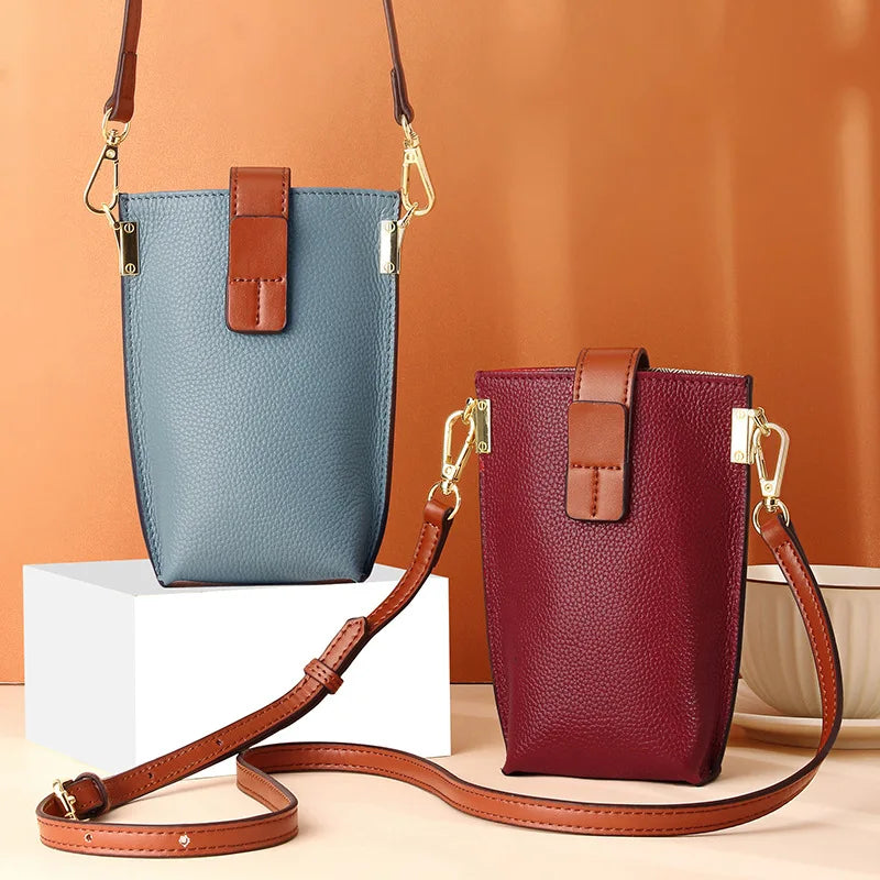 Cowhide Phone Bag Mini Flap Lipstick Pack Handbag