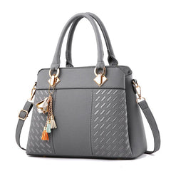 Women's PU Leather Shoulder Bag Tassel Handbag Crossbody Zipper Closure