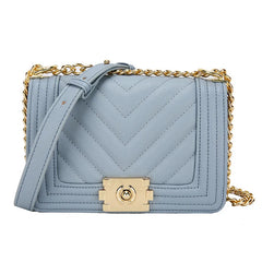 European Style Women's Shoulder Bag Stripes Lock Chain Large Capacity