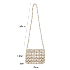 Resin Beaded Knit Flap Bag Hollow Out Crossbody Phone Bag