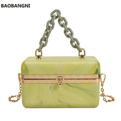 Retro Acrylic Box Bag with Chain One-shoulder Messenger Handbags