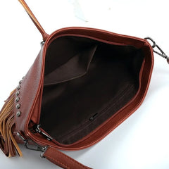 Rivet Fringe Messenger Bag Women Hobo Crossbody Handbag