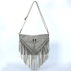 Rivet Fringe Messenger Bag Women Hobo Crossbody Handbag