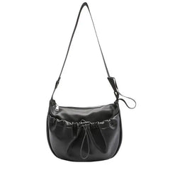 Wild Drawstring Broadband Shoulder Bag, Casual Crossbody Bag