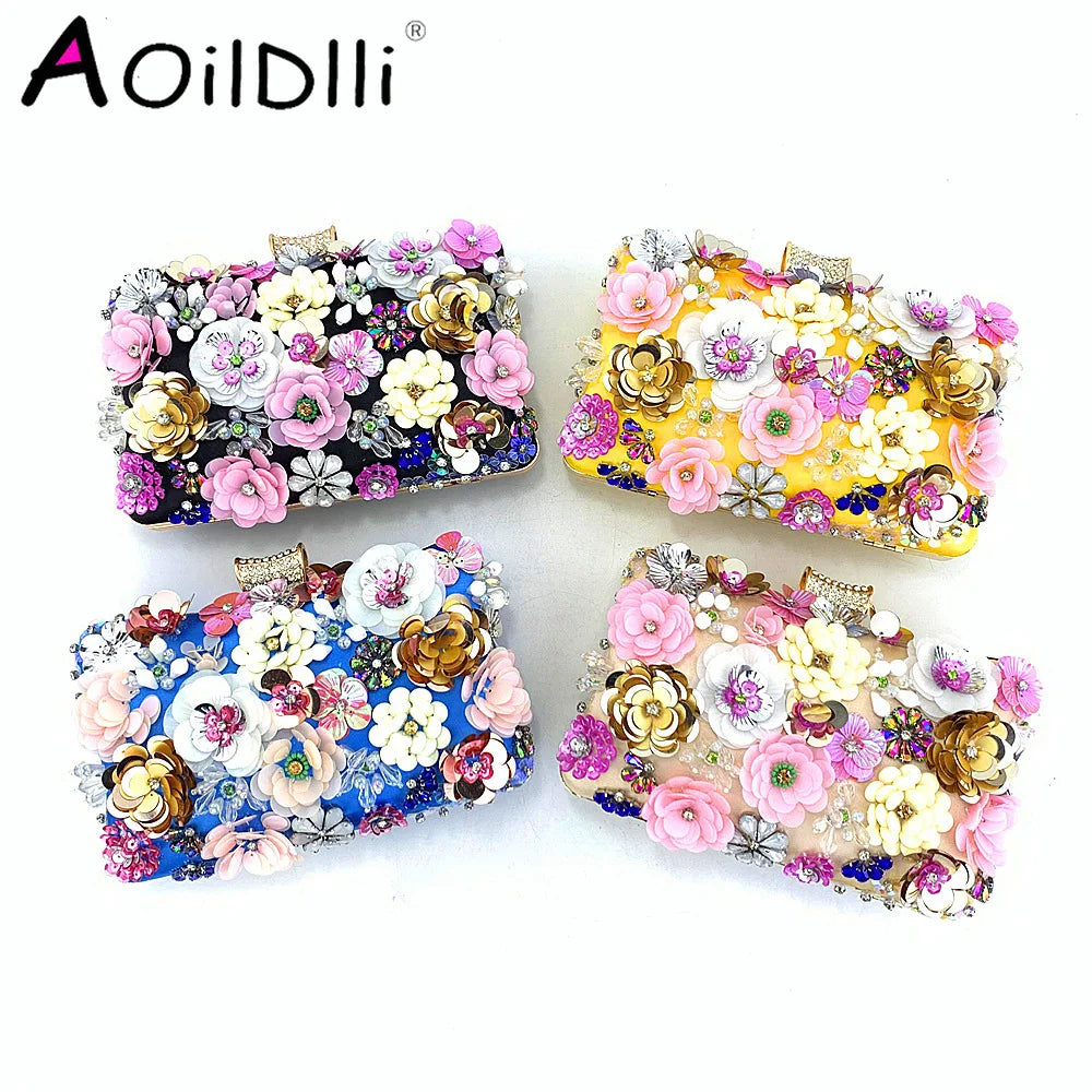 Evening Bag Women's Beaded Flower Clutch