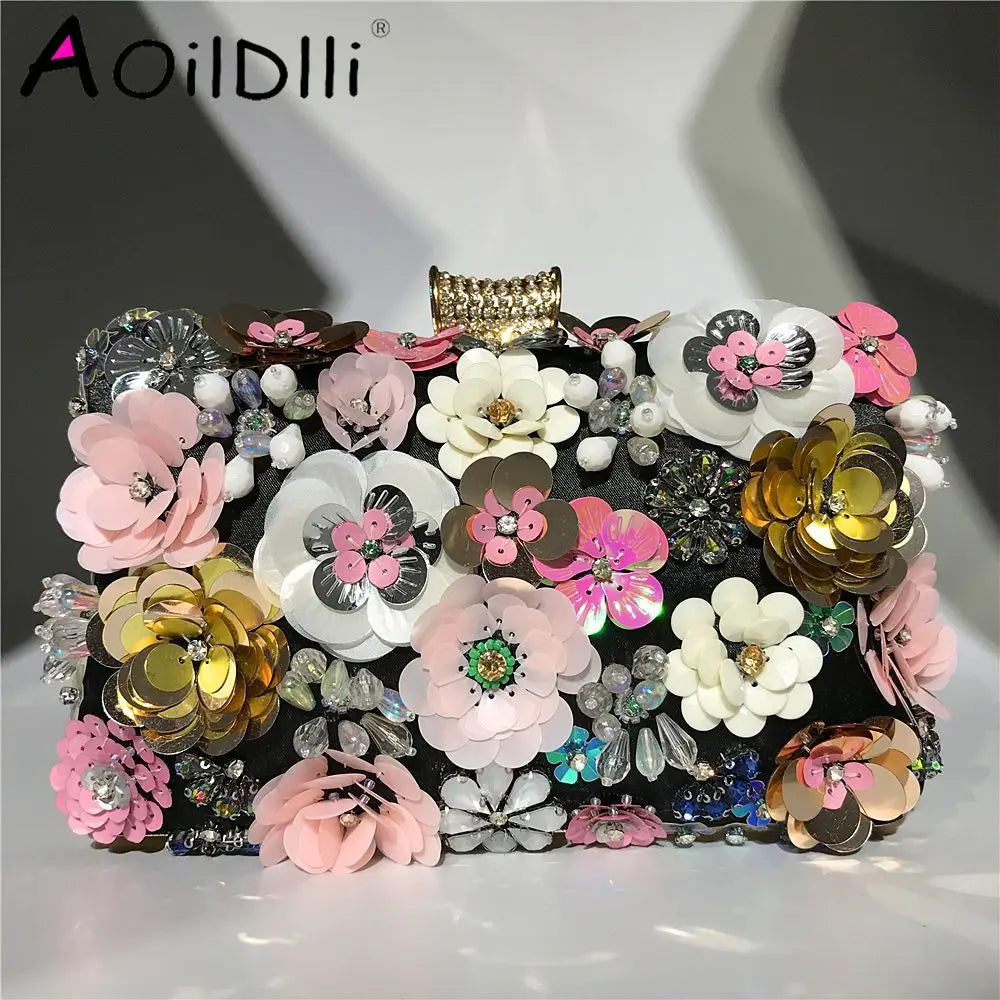 Evening Bag Women's Beaded Flower Clutch