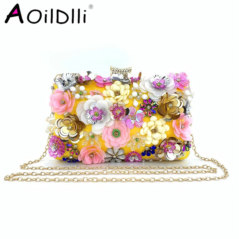 Evening Bag Women's Beaded Flower Clutch