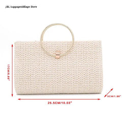 Evening Dinner Tassel Clutch Straw Bag Crossbody Ring Handle Banquet