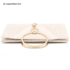 Evening Dinner Tassel Clutch Straw Bag Crossbody Ring Handle Banquet