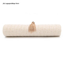 Evening Dinner Tassel Clutch Straw Bag Crossbody Ring Handle Banquet